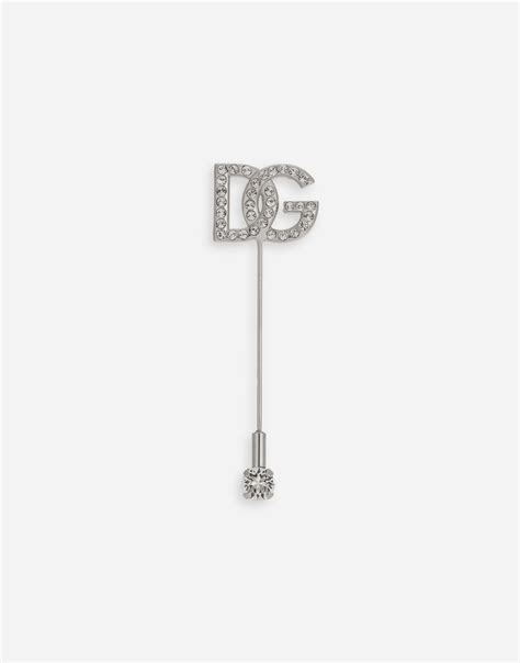 dolce gabbana lapel pin|Lapel pin with DG logo and rhinestones .